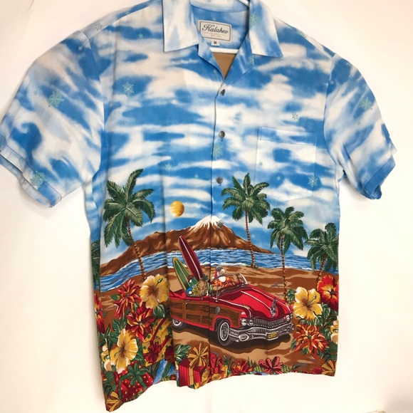 Christmas Kalaheo Men’s Hawaiian Shirt Medium - Picture 6 of 7